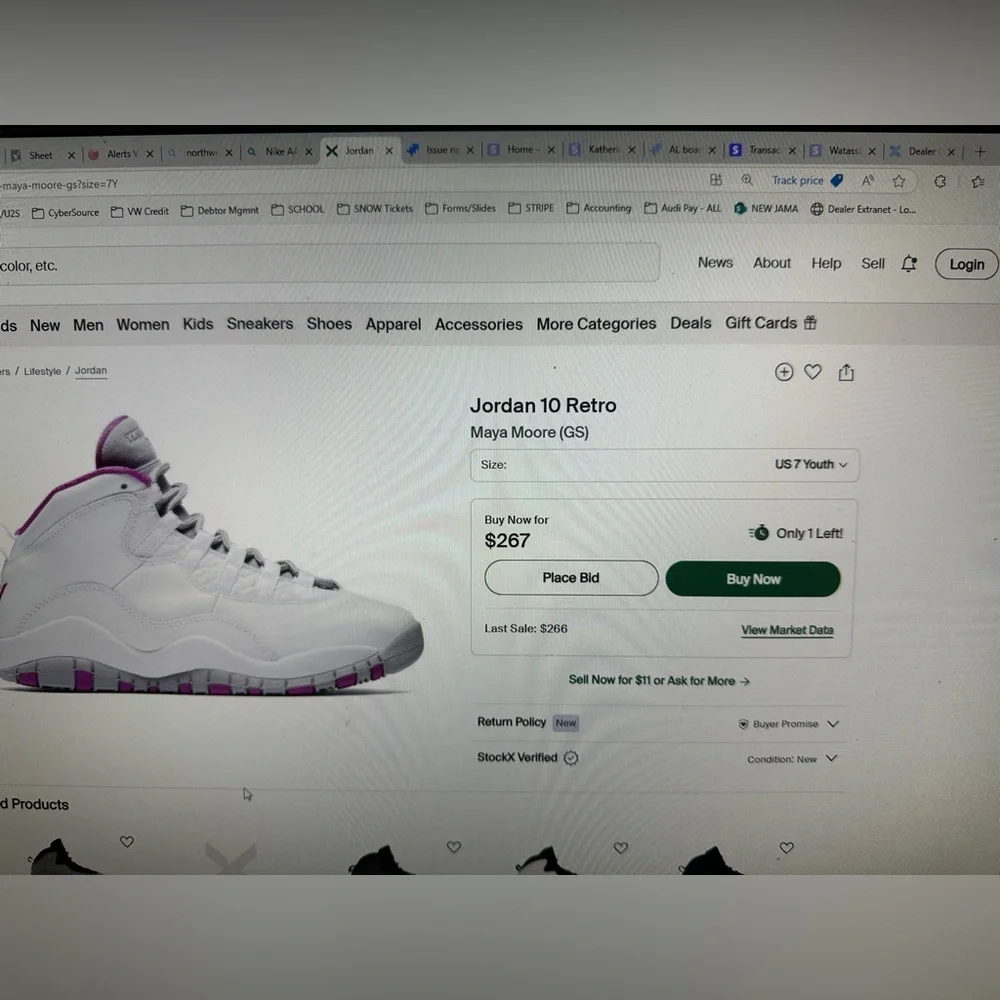 Jordan 10 Retro Maya Moore (GS) – Size 7 Youth Preowned EUC
